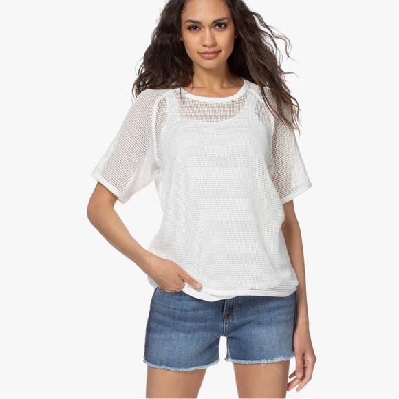 rag & bone double layer mesh tee white size large - Picture 1 of 6